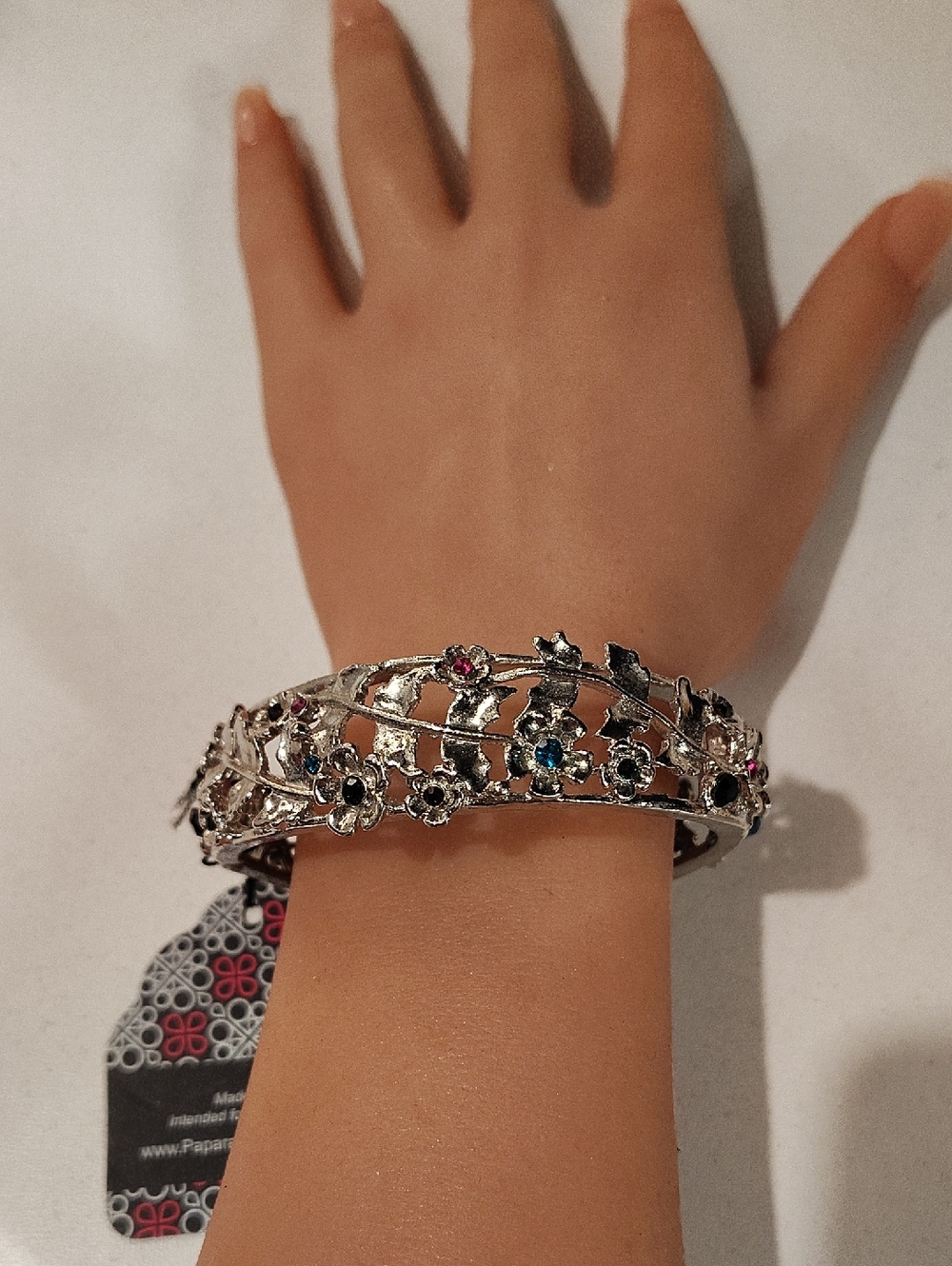 paparazzi "Ripe For The Picking" Floral Metal Hinge Bangle Bracelet - Picture 2 of 4